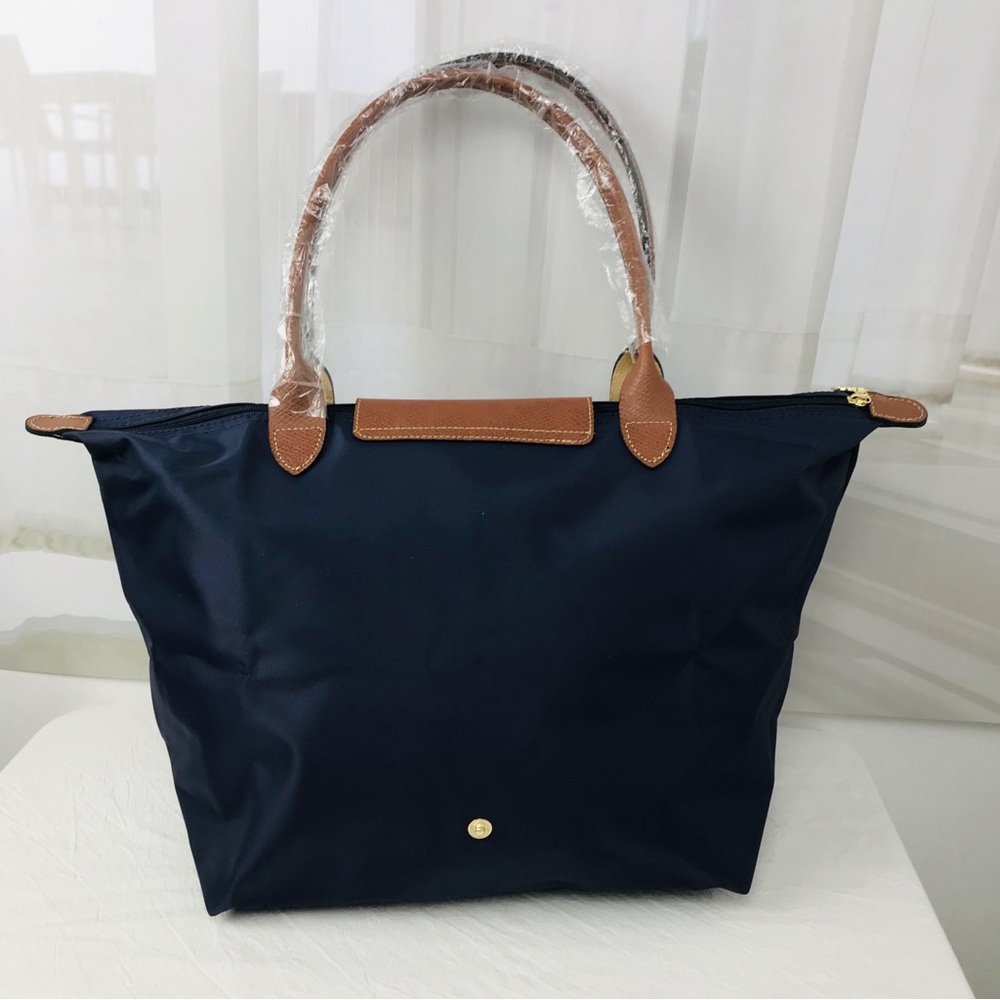 NWT Longchamp Le Pliage Original Large Shoulder Nylon Bag Tote Navy Blue - Picture 8 of 11